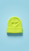 Neon signal yellow racing beanie with Lucas branding