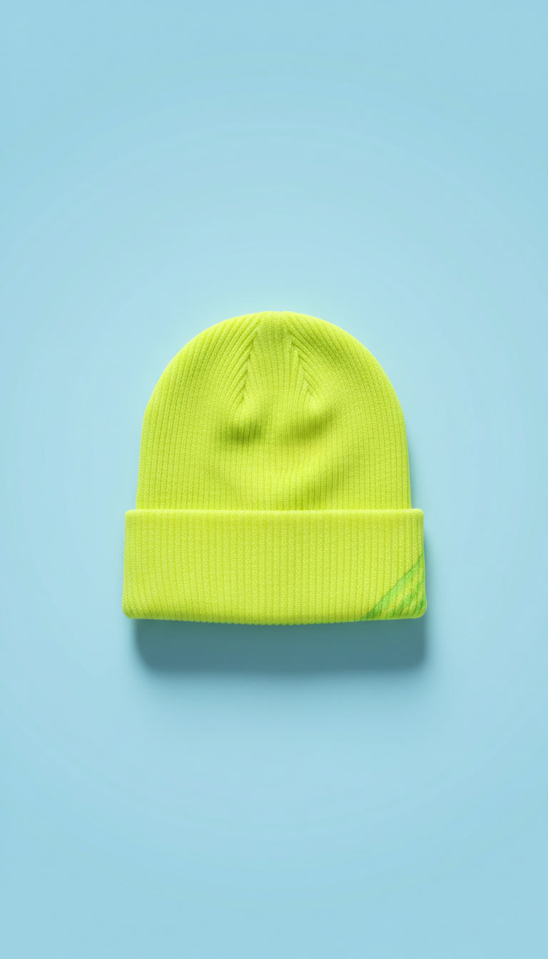 Neon signal yellow racing beanie with Lucas branding